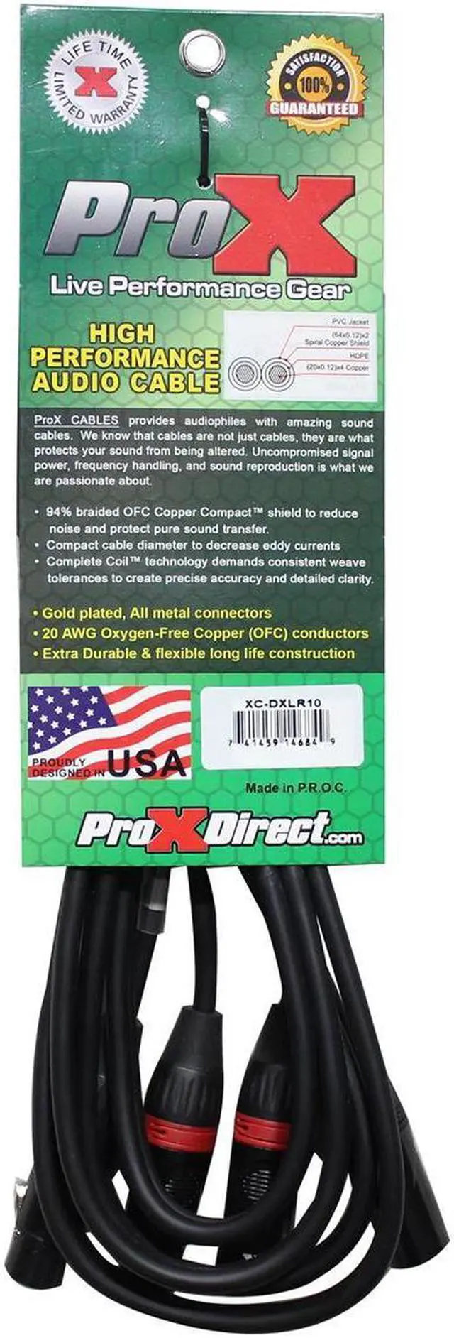 Alt view image 4 of 5 - ProX XC-DXLR10 | 10\' Dual XLR-M to Dual XLR-F Cable