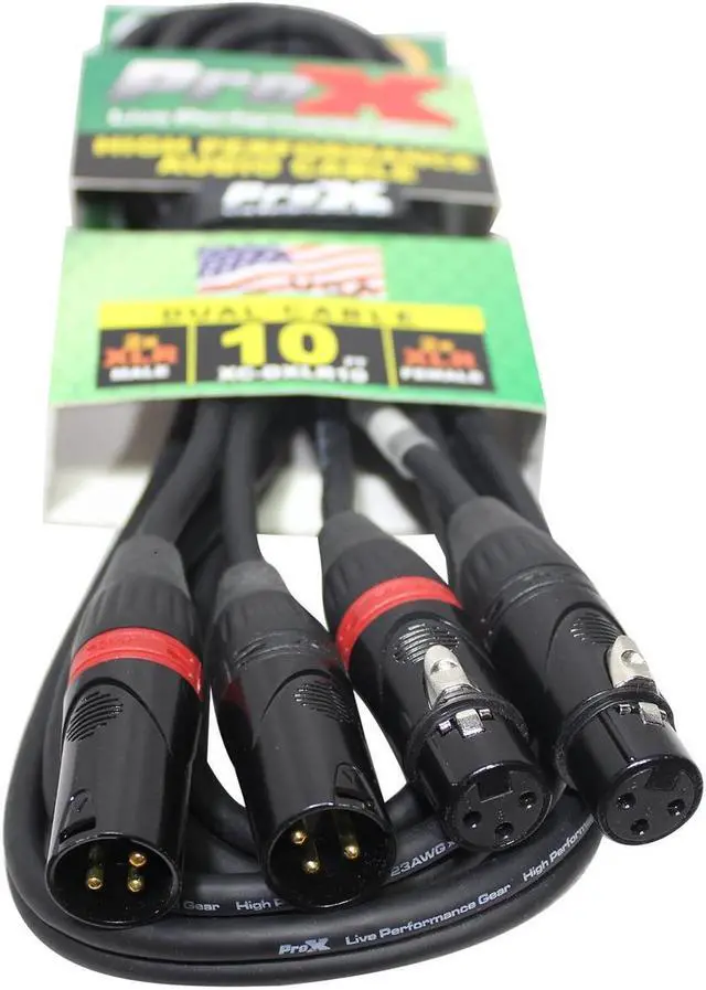 Alt view image 5 of 5 - ProX XC-DXLR10 | 10\' Dual XLR-M to Dual XLR-F Cable