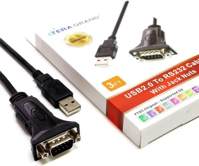 Alt view image 9 of 11 - Tera Grand - Premium USB 2.0 to RS232 Serial DB9 6' Adapter Cable - Supports Windows 10, 8, 7, Vista, XP, 2000, 98, Linux and Mac - Built with FTDI Chipset and Hex Jack Nuts