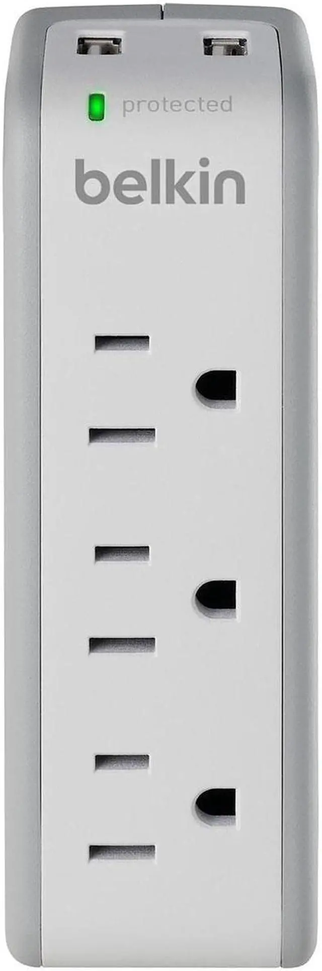 Alt view image 6 of 8 - Belkin 3-Outlet SurgePlus Mini Travel Swivel Charger Surge Protector with Dual USB Ports (2.1 AMP / 10 Watt), BST300