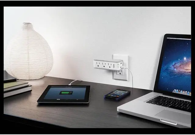 Alt view image 7 of 8 - Belkin 3-Outlet SurgePlus Mini Travel Swivel Charger Surge Protector with Dual USB Ports (2.1 AMP / 10 Watt), BST300