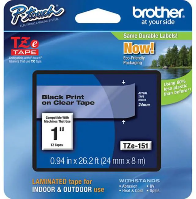 Alt view image 8 of 8 - Brother P-touch TZe 1" Laminated Tape Cartridge - 1" Width x 26 1/5 ft Length - Rectangle - Thermal Transfer - Clear - 1