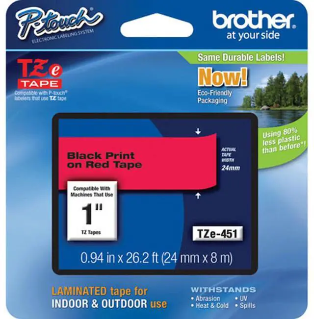 Alt view image 16 of 17 - Brother TZE451 24 mm (0.94") Black on Red tape for P-Touch 8 m (26.20 ft.)