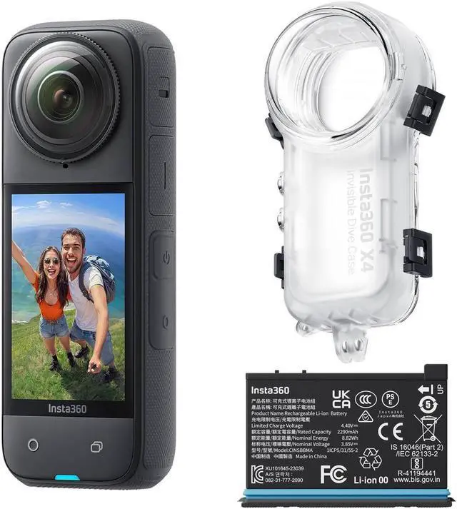 Main image of Insta360 X4 8K 360 Action Camera, Black, Bundle with Extra Battery and Invisible Dive Case