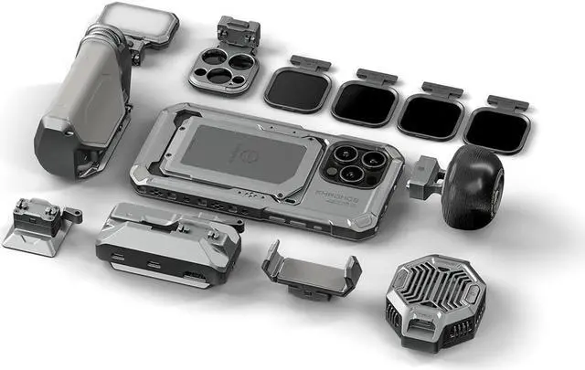 Alt view image 4 of 7 - Tilta Tilta Khronos iPhone 15 Pro Max Ultimate Kit, Titanium White #TKIP15PMDTW