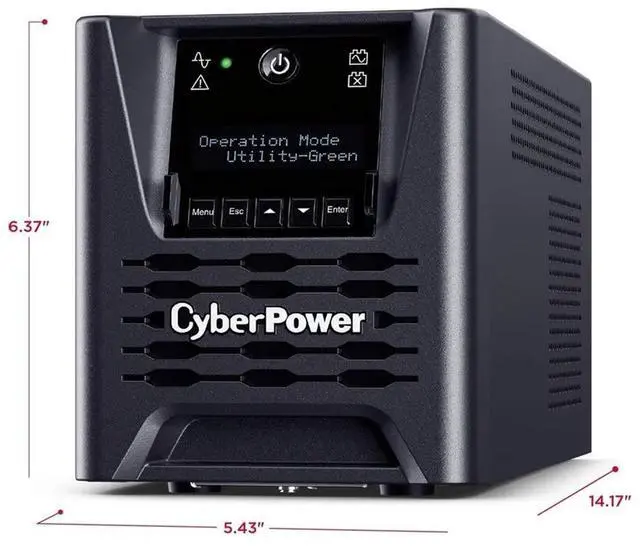 Alt view image 5 of 16 - CyberPower PR750LCD3C Smart App Sinewave UPS Systems - 750VA/750W, 100 - 125 VAC, NEMA 5-15P, Tower, Sine Wave, 6 Outlets, LCD, PowerPanel® Business