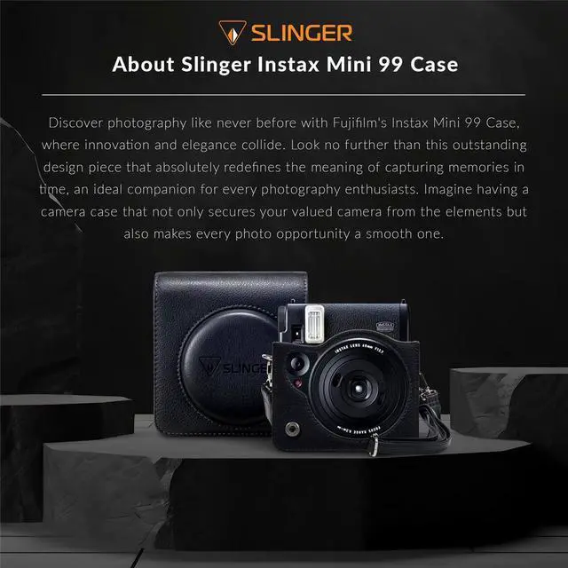 Alt view image 2 of 7 - Slinger Protective Case for Fujifilm Instax Mini 99 Instant Film Camera, Black