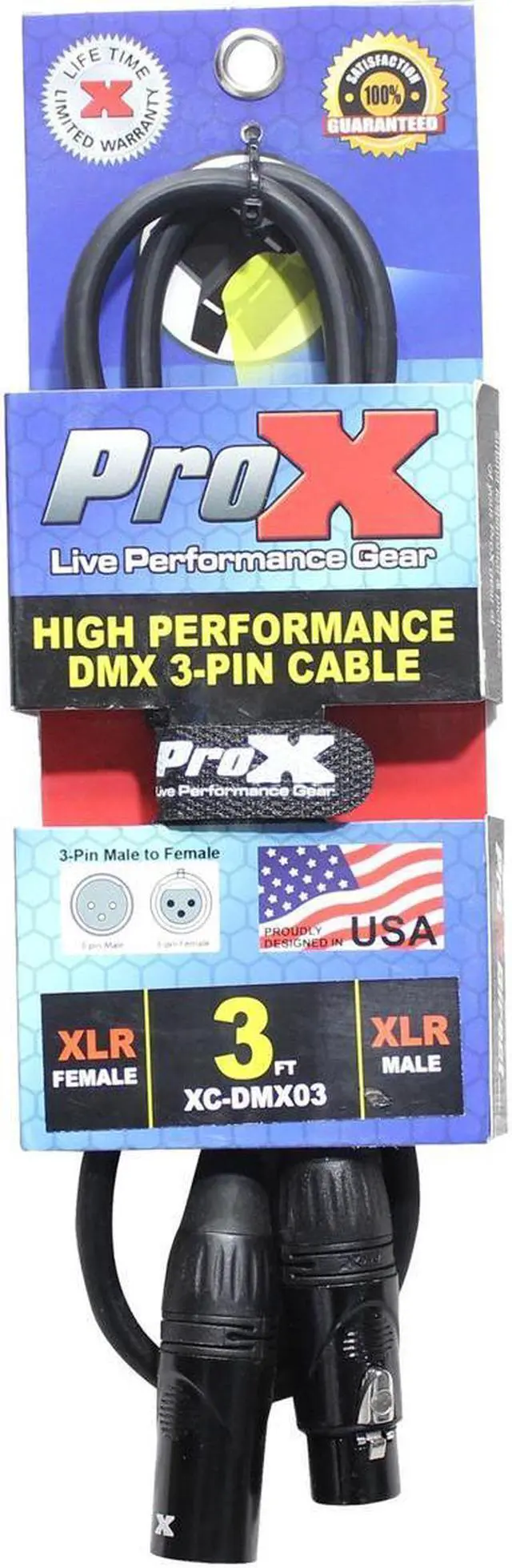 Alt view image 2 of 4 - ProX XC-DMX03 3 Ft. DMX Male 3-Pin to DMX Female 3-Pin High Performance Cable