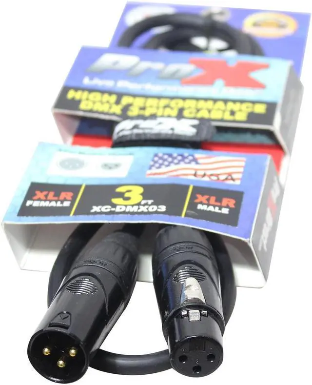 Alt view image 4 of 4 - ProX XC-DMX03 3 Ft. DMX Male 3-Pin to DMX Female 3-Pin High Performance Cable