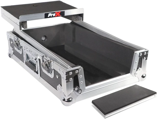 Alt view image 3 of 9 - Prox XS-RANE72LT 11" ATA-300 Style Gig Ready Flight/Road Case with Laptop Shelf for Rane Seventy-Two DJ Mixer, Silver on Black