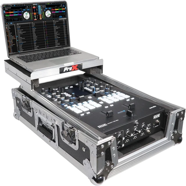 Alt view image 5 of 9 - Prox XS-RANE72LT 11" ATA-300 Style Gig Ready Flight/Road Case with Laptop Shelf for Rane Seventy-Two DJ Mixer, Silver on Black
