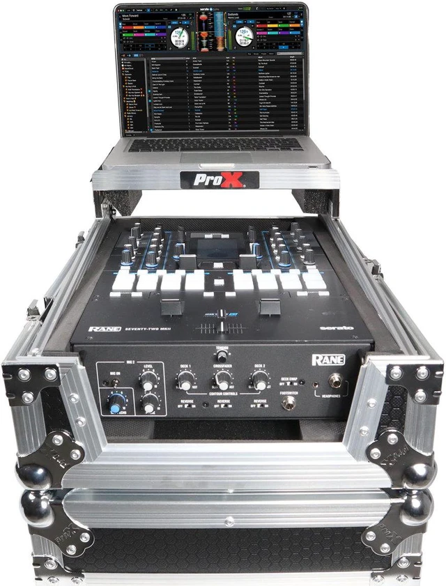 Alt view image 7 of 9 - Prox XS-RANE72LT 11" ATA-300 Style Gig Ready Flight/Road Case with Laptop Shelf for Rane Seventy-Two DJ Mixer, Silver on Black
