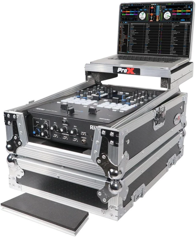 Alt view image 9 of 9 - Prox XS-RANE72LT 11" ATA-300 Style Gig Ready Flight/Road Case with Laptop Shelf for Rane Seventy-Two DJ Mixer, Silver on Black