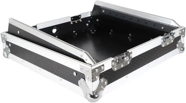 Alt view image 12 of 13 - prox cases x19mixlt top load dj mixer road gig ready flight combo rack w/gliding laptop shelf