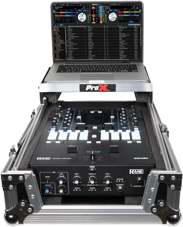 Alt view image 4 of 9 - Prox XS-RANE72LT 11" ATA-300 Style Gig Ready Flight/Road Case with Laptop Shelf for Rane Seventy-Two DJ Mixer, Silver on Black