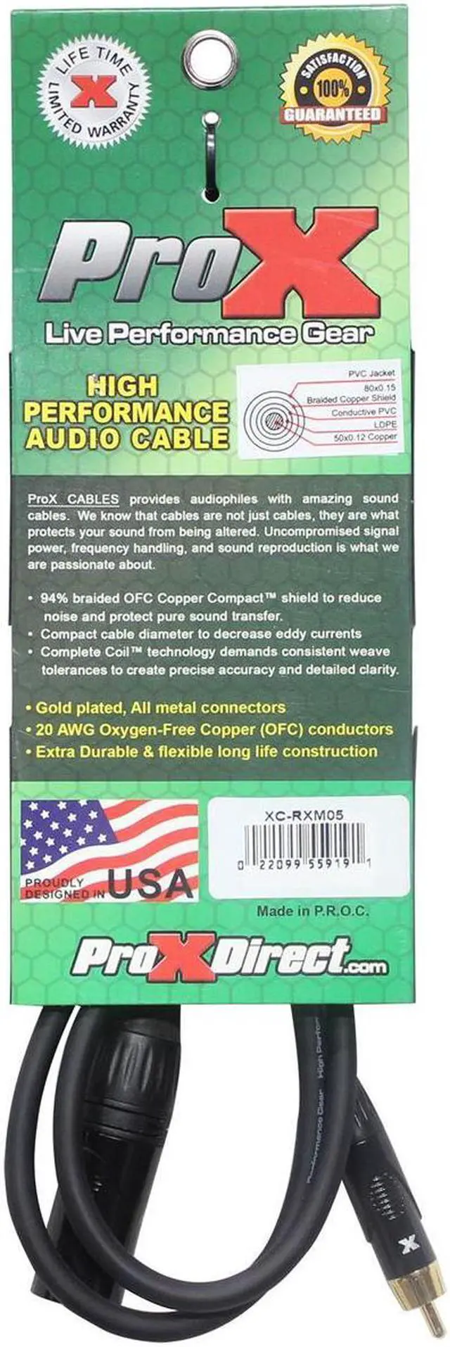 Alt view image 2 of 4 - ProX XC-RXM05 5' RCA-M to XLR3-M Unbalanced High Performance Audio Cable