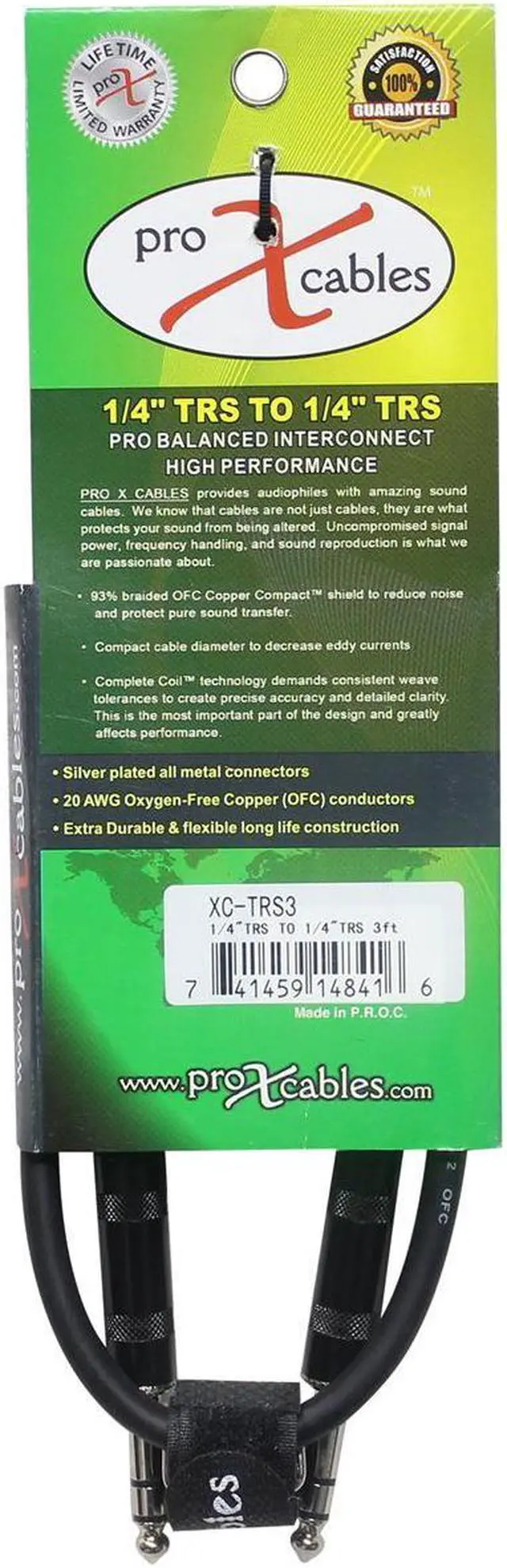Alt view image 3 of 5 - ProX XC-TRS03 3 Ft. Balanced 1/4" TRS-M to TRS-M High Performance Audio Cable