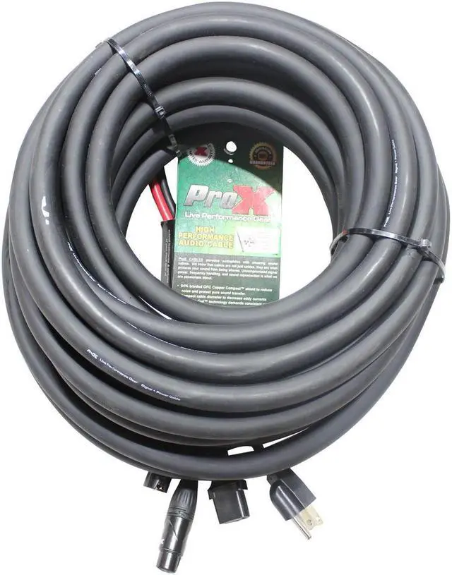 Alt view image 6 of 7 - 50 Ft. Power Cord/Audio Cable IEC Female to NEMA 15P & Balanced XLR-M to XLR-F