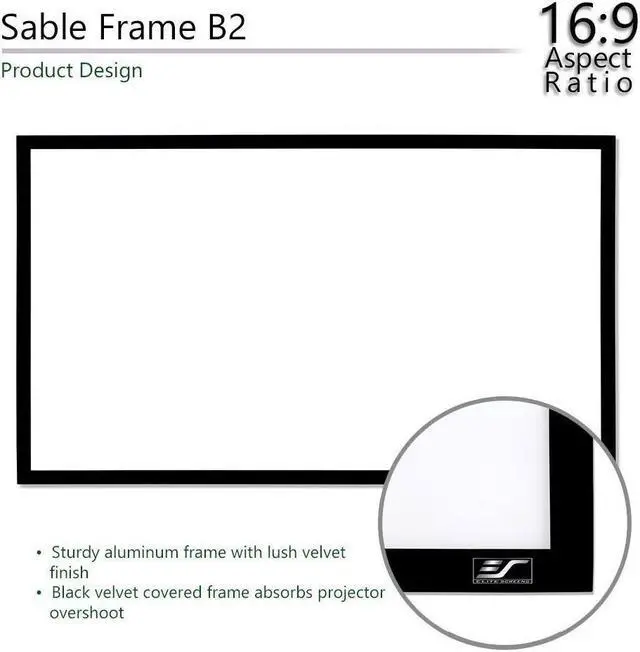 Alt view image 11 of 14 - elite screens sable frame b2, 100inch diag. 16:9, active 3d 4k / 8k ultra hd fixed frame home theater projection projector screen with kit, sb100wh2