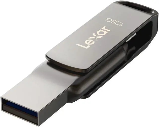 Alt view image 5 of 18 - Lexar JumpDrive D400 Dual 128GB USB 3.1 Flash Drive Titanium (LJDD400-128GBNU)