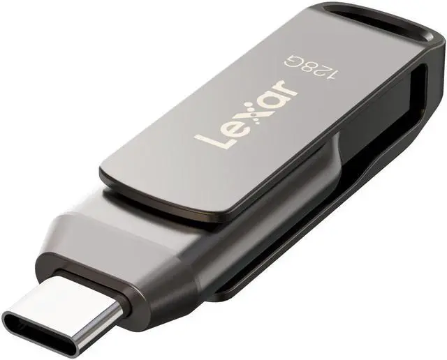 Alt view image 10 of 18 - Lexar JumpDrive D400 Dual 128GB USB 3.1 Flash Drive Titanium (LJDD400-128GBNU)