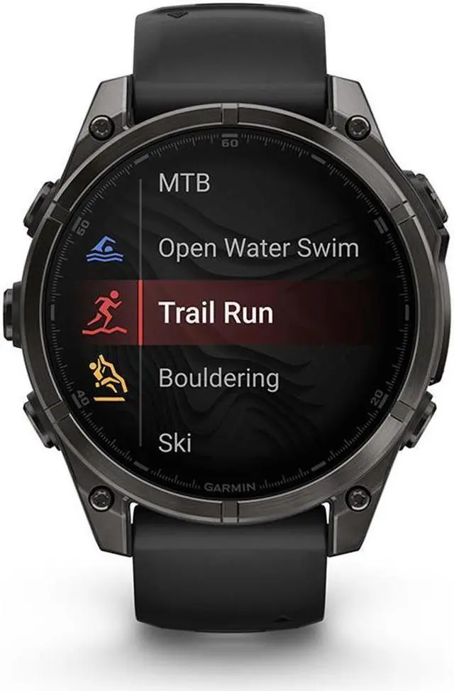 Alt view image 11 of 18 - Garmin fnix® 8, 47 mm, AMOLED, Sapphire, Carbon Gray DLC Titanium with Black/Pebble Gray Silicone Band