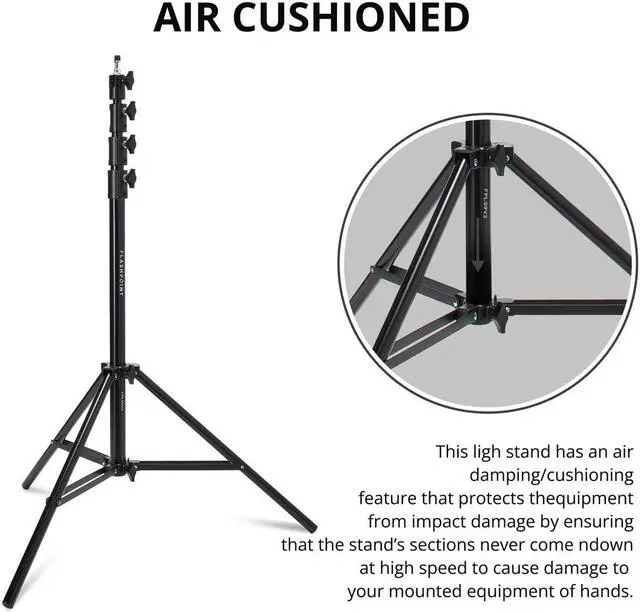 Alt view image 4 of 7 - Flashpoint Pro Air-Cushioned Heavy-Duty Light Stand (Black, 9.5') #FP-S-9-V2