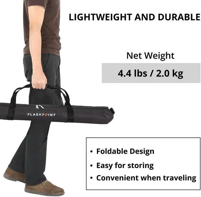 Alt view image 4 of 7 - Flashpoint Pro Air-Cushioned Heavy-Duty Light Stand (White, 9.5') #FP-S-9-WH-V2