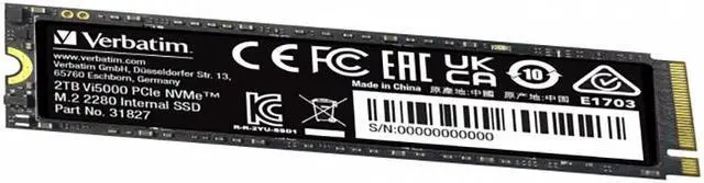 Alt view image 7 of 13 - Verbatim 2TB SSD Vi5000 Internal Solid State Hard Drive PCIe NVMe M.2 2282