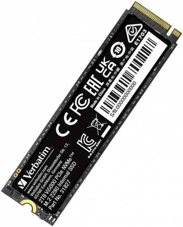 Alt view image 5 of 13 - Verbatim 2TB SSD Vi5000 Internal Solid State Hard Drive PCIe NVMe M.2 2282