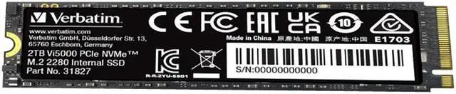 Alt view image 6 of 13 - Verbatim 2TB SSD Vi5000 Internal Solid State Hard Drive PCIe NVMe M.2 2282