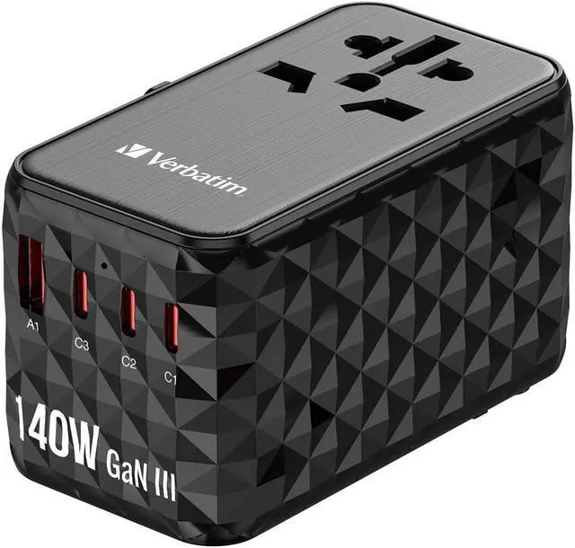 Alt view image 2 of 7 - Verbatim UTA-10 GaN III 140W Universal Travel Adapter #32125