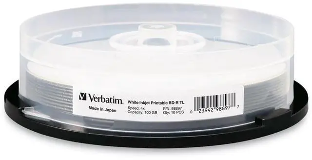 Alt view image 13 of 14 - Verbatim Blu-ray Recordable Media - BD-R - 4x - 100 GB - 10 Pack Spindle