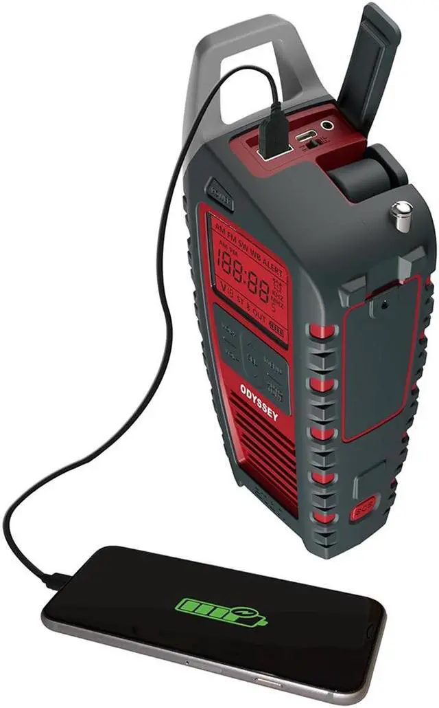 Alt view image 4 of 5 - Eton Odyssey Multi-Powered All-Band Bluetooth Emergency Radio with RDS, Red, Bundle with 72-Hour Emergency Kit