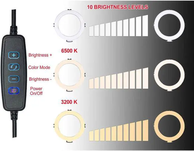 Alt view image 5 of 5 - Vidpro RL-10 10" Inch LED Ring Light Kit with Mini Tripod & Ball Head USB Power