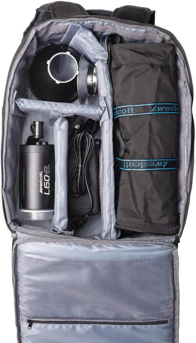 Alt view image 6 of 8 - Westcott L60-B Bi-Color COB LED 1-Light Backpack Kit with Rapid Box Octa-S  Ultra Reflector  9 FX Modes  97+ CRI  98+ TLC  15 000 Lux at 1meter for Photography & Video Lighting
