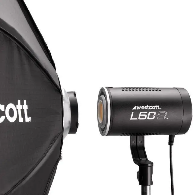 Alt view image 5 of 8 - Westcott L60-B Bi-Color COB LED 1-Light Backpack Kit with Rapid Box Octa-S  Ultra Reflector  9 FX Modes  97+ CRI  98+ TLC  15 000 Lux at 1meter for Photography & Video Lighting