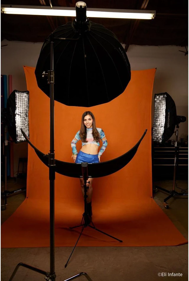 Alt view image 3 of 7 - Westcott 5x7' X-Drop Wrinkle-Resistant Backdrop, Tiger Orange