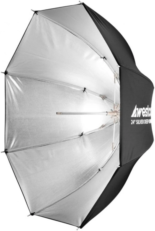 Alt view image 3 of 7 - Westcott 24" Deep Umbrella with Silver Interior