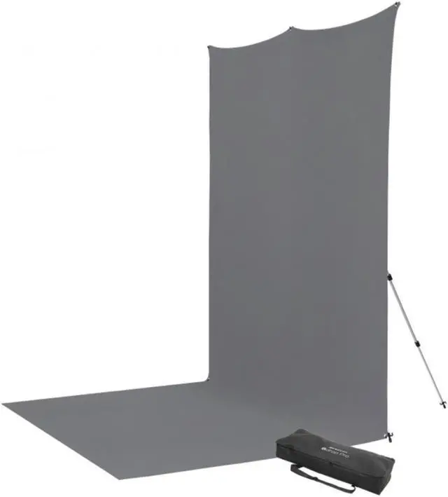 Main image of Westcott 8x13' X-Drop Pro Wrinkle-Resistant Backdrop Kit with Stand, Neutral Gray Sweep