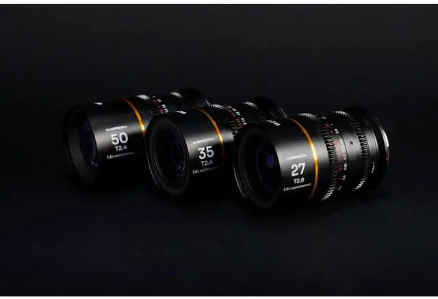 Alt view image 2 of 7 - Venus Laowa Nanomorph S35 Prime 3-Lens Bundle with 35mm, 50mm T2.4 and 27mm T2.8 Anamorphic Lens for DJI DL, Amber Flare