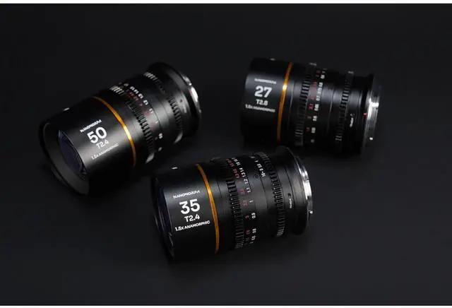 Alt view image 3 of 7 - Venus Laowa Nanomorph S35 Prime 3-Lens Bundle with 35mm, 50mm T2.4 and 27mm T2.8 Anamorphic Lens for DJI DL, Amber Flare