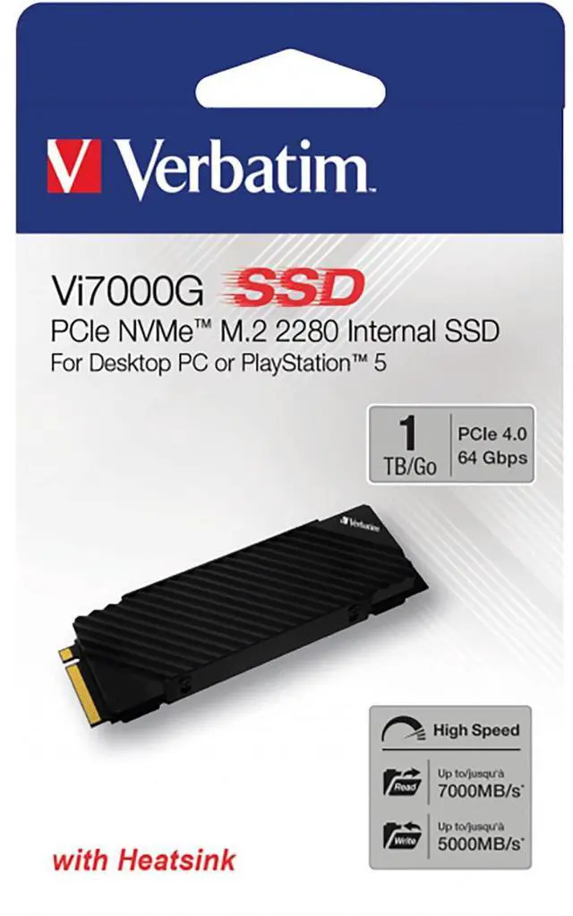 Alt view image 2 of 8 - Verbatim Vi7000 1TB PCIe NVMe M.2 2280 Internal SSD 49367