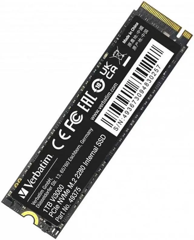 Alt view image 9 of 9 - Verbatim 256GB SSD Vi3000 Internal Solid State Hard Drive PCIe NVMe M.2 2280