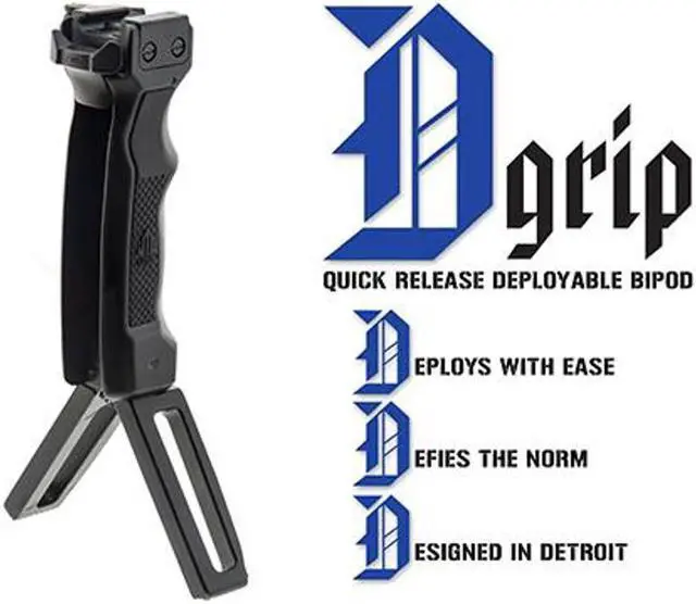 Alt view image 2 of 5 - UTG D-Grip with Ambidextrous Quick Release Deployable Bipod, Matte Black
