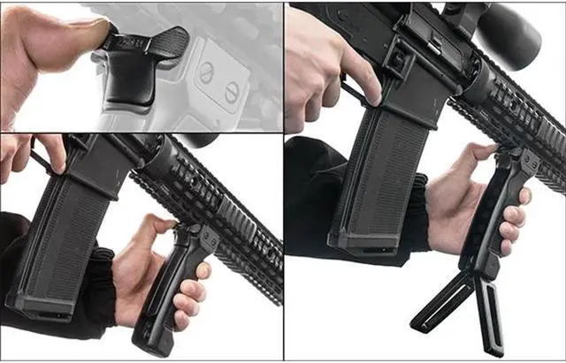 Alt view image 5 of 5 - UTG D-Grip with Ambidextrous Quick Release Deployable Bipod, Matte Black