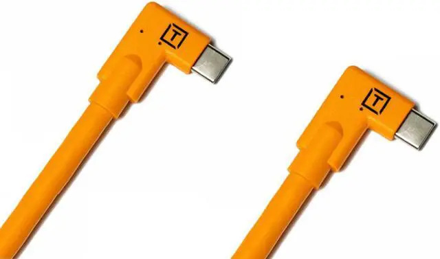 Alt view image 2 of 6 - Tether Tools TetherPro 15' USB-C Right-Angle to USB-C Right-Angle Cable, High Visibility Orange