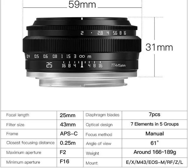 Alt view image 7 of 7 - TTArtisan 25mm f/2 Lens for Fujifilm X