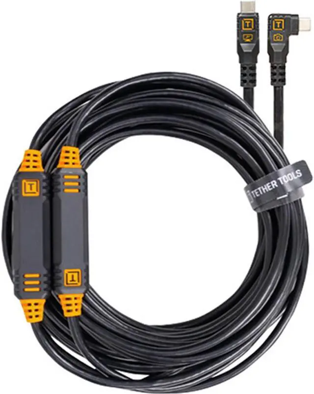 Main image of Tether Tools Tether Tools TetherPro 31' USB-C Straight to Right-Angled Cable, Non-Reflective Black
