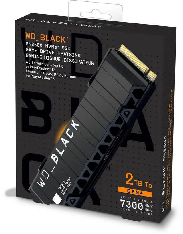 Alt view image 5 of 8 - WD_BLACK SN850X NVMe SSD WDBB9H0020BNC - SSD - 2 TB - internal - M.2 2280 - PCIe 4.0 (NVMe) - integrated heatsink - blac